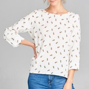 ELLISON pineapple linen cotton top